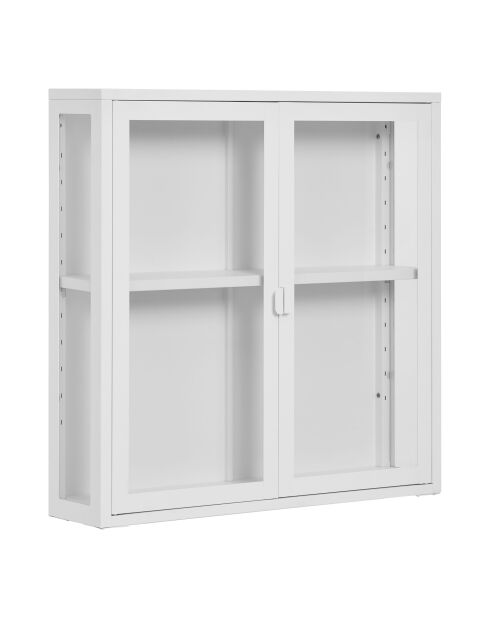 Ventana suspendida Brisbane, 2 puertas de cristal, acero blanco, 18x80x80 cm