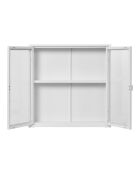 Ventana suspendida Brisbane, 2 puertas de cristal, acero blanco, 18x80x80 cm