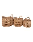 Balerma Baskets Set di 3 cestini in giacinto d'acqua naturale - 26/31/36x36/41/46x21/24/30 cm