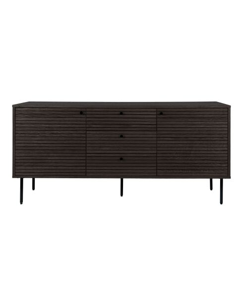 Kyoto dressoir 3 laden 2 deuren gerookt eikenfineer met zwarte metalen poten - 40x150x74 cm