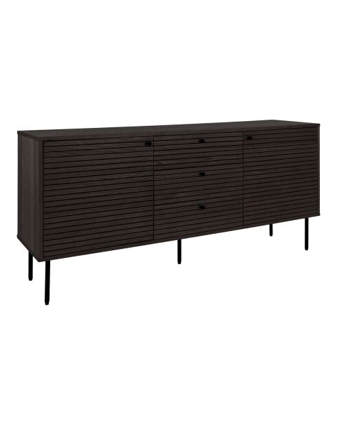 Kyoto dressoir 3 laden 2 deuren gerookt eikenfineer met zwarte metalen poten - 40x150x74 cm