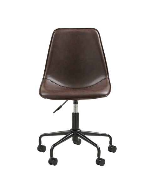 Monaco Bürodrehstuhl aus dunkelbraunem PU-Leder mit schwarzen Beinen HN1227 - 56x48x835-930 cm