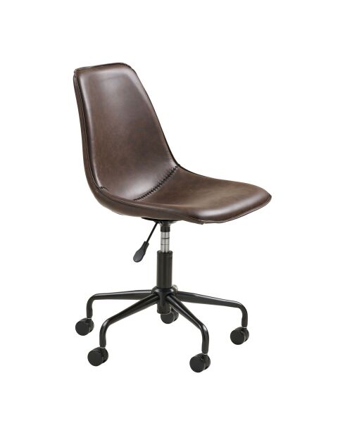 Monaco Bürodrehstuhl aus dunkelbraunem PU-Leder mit schwarzen Beinen HN1227 - 56x48x835-930 cm