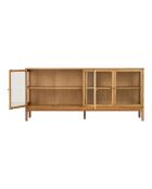 Buffet Zamora 4 portes vitrées 1 étagère chêne/placage chêne/verre trempé naturel - 180x40x80 cm