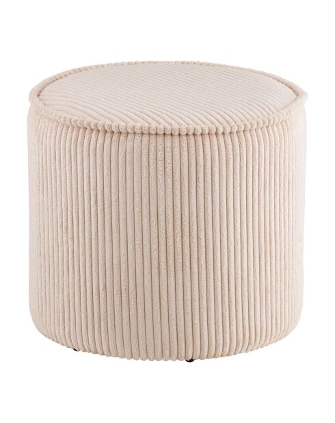 Pouf Taupo velours côtelé beige - 40x40x35 cm