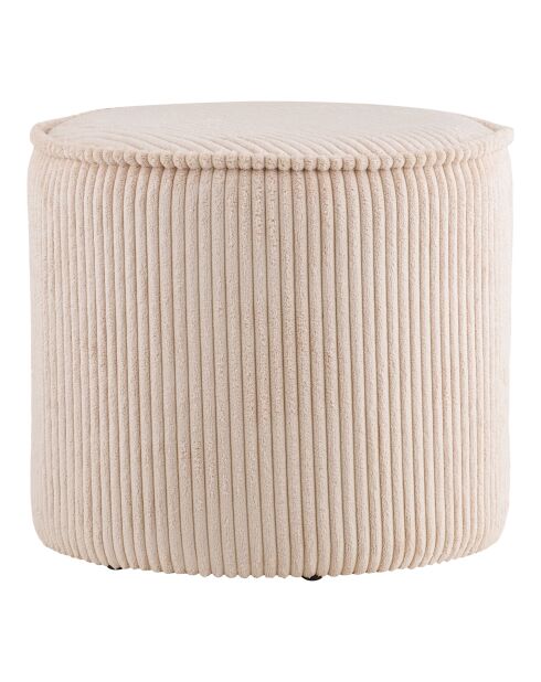 Pouf Taupo velours côtelé beige - 40x40x35 cm
