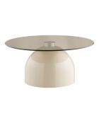 Tavolino Ravello in vetro temperato/metallo grigio/beige - 70x70x33 cm