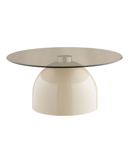 Table basse Ravello en verre trempé/métal gris/beige - 70x70x33 cm