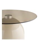 Tavolino Ravello in vetro temperato/metallo grigio/beige - 70x70x33 cm