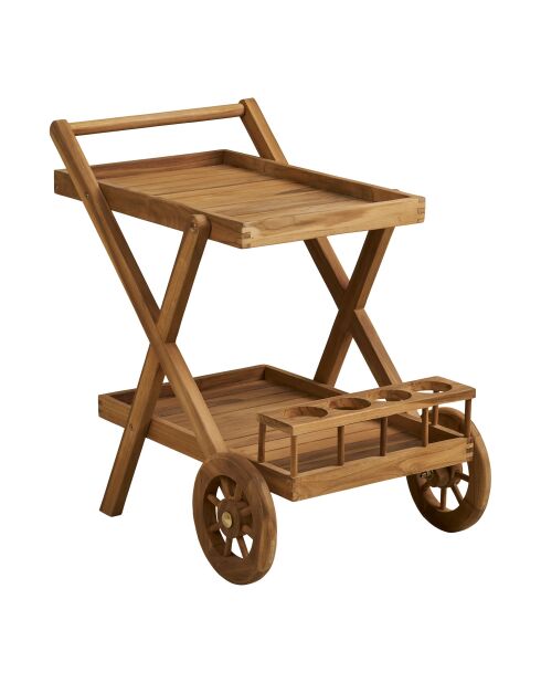 Teekarren aus natürlichem Teakholz, 50 x 86 x 81 cm