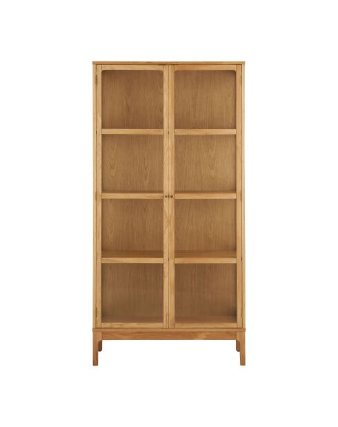 Armadio Zamora 2 ante in vetro 3 ripiani in rovere/impiallacciato rovere/vetro temperato naturale - 90x40x180 cm