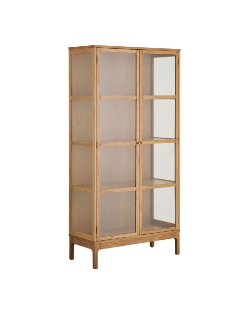 Armadio Zamora 2 ante in vetro 3 ripiani in rovere/impiallacciato rovere/vetro temperato naturale - 90x40x180 cm