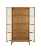 Zamora Schrank 2 Glastüren 3 Regale Eiche/Eichenfurnier/natürliches gehärtetes Glas - 90x40x180 cm