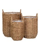 Set di 3 cestini in alghe marine Hue - 20/26/31x20/26/31x28/32/37 cm