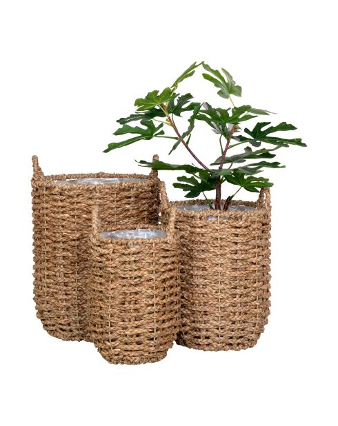 Set di 3 cestini in alghe marine Hue - 20/26/31x20/26/31x28/32/37 cm