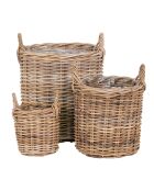 3 cestini in rattan kubu naturale