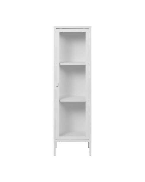 Vitrina esbelta Brisbane con 1 puerta de cristal, acero blanco, 35 x 40 x 140 cm
