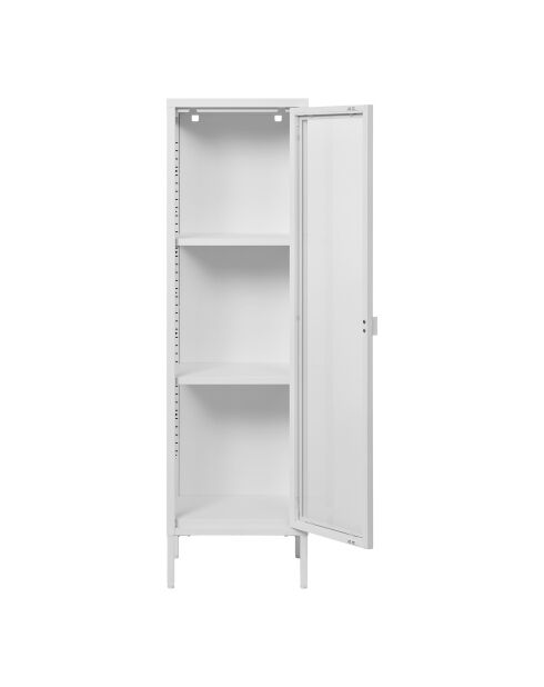 Vitrina esbelta Brisbane con 1 puerta de cristal, acero blanco, 35 x 40 x 140 cm