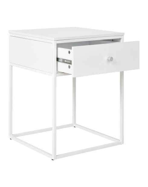 Vita Beistelltisch 1 Schublade mit weißem weißem Rahmen - 40x40x55 cm
