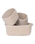 3 cestini beige in cotone Teixo