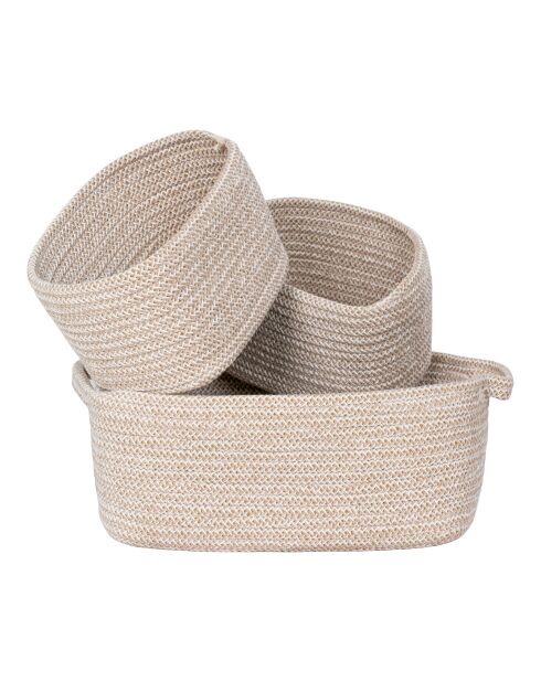 3 cestini beige in cotone Teixo