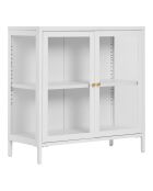 Dalby Schrank mit 2 Glastüren aus weißem Stahl - 35x80x80 cm