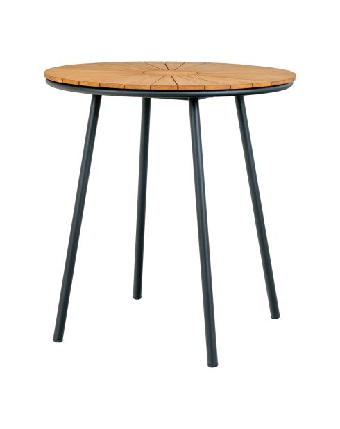 Cleveland Bistrotisch, natürliche Teakholzplatte, schwarze Beine - 70x70x74 cm