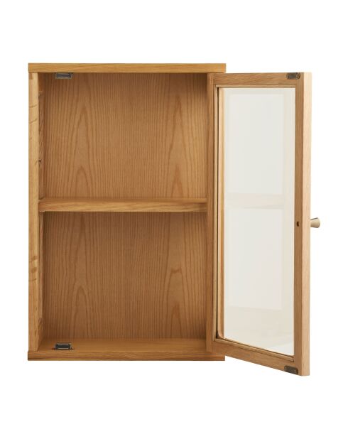 Pensile Zamora in rovere/impiallacciato di rovere/vetro temperato naturale - 40x20x60 cm