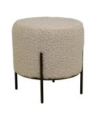Pouf Alford in peluche grigio-marrone con gambe nere - 35,5x35,5x37 cm