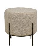 Pouf Alford in peluche grigio-marrone con gambe nere - 35,5x35,5x37 cm