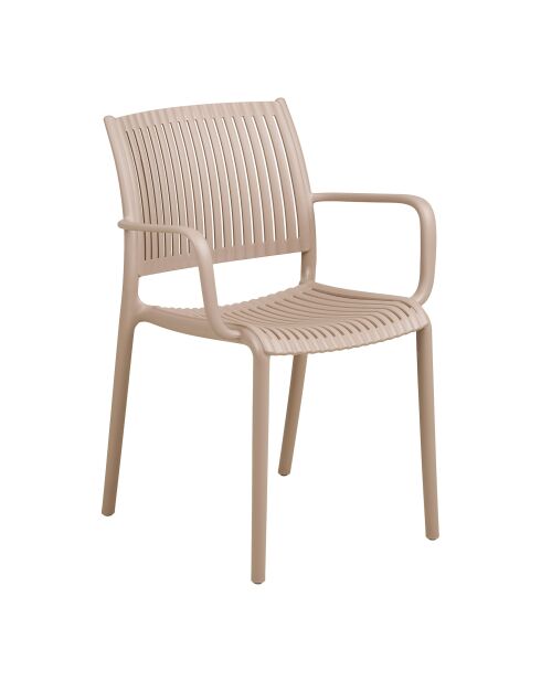 Silla de comedor Manzano 4 con reposabrazos apilable de polipropileno taupe - 56x56x81 cm