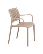 Silla de comedor Manzano 4 con reposabrazos apilable de polipropileno taupe - 56x56x81 cm