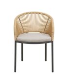 2 chaises de salle à manger Novella aluminium beige sable coussin inclus - 635x575x77 cm