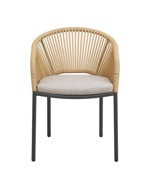 2 chaises de salle à manger Novella aluminium beige sable coussin inclus - 635x575x77 cm