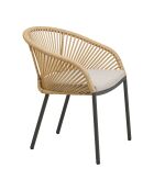 2 chaises de salle à manger Novella aluminium beige sable coussin inclus - 635x575x77 cm