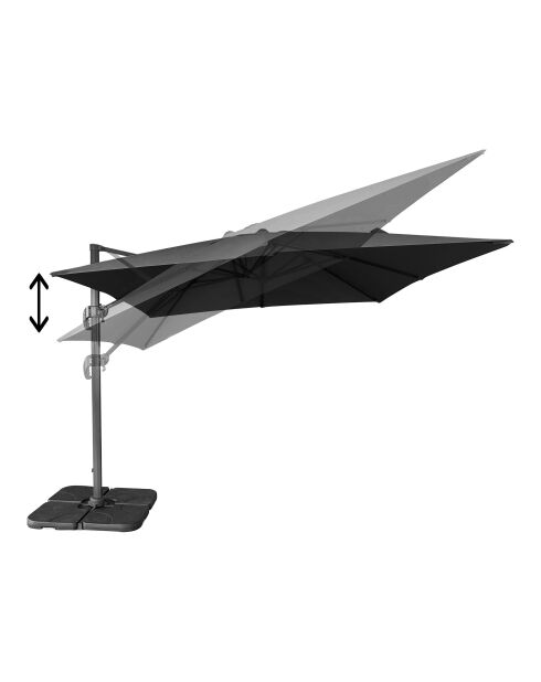 Baza Hängesonnenschirm mit Sonnenschirmfuß - schwarzer Aluminiumstab - 295x295x260 cm