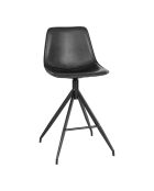 2 sillas de mostrador Monaco de piel sintética negra con patas negras HN1228, 51 x 44 x 96 cm