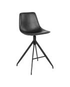 2 sillas de mostrador Monaco de piel sintética negra con patas negras HN1228, 51 x 44 x 96 cm