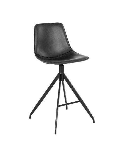 2 sillas de mostrador Monaco de piel sintética negra con patas negras HN1228, 51 x 44 x 96 cm