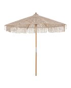 Ombrello Martos in maglia di cotone con asta in legno beige - 250x250x255 cm