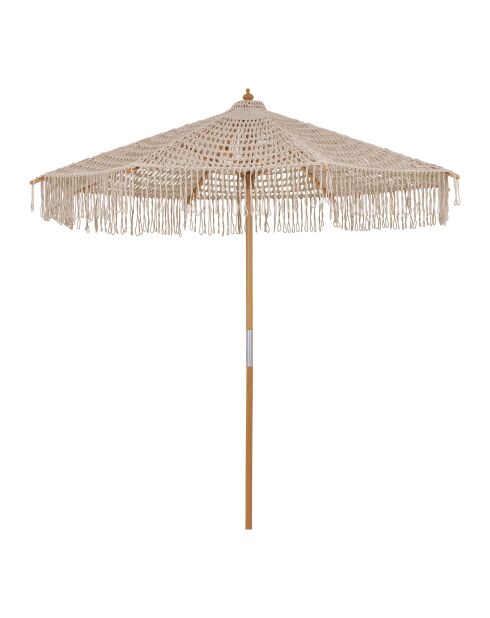 Paraguas de punto Martos en algodón con mango de madera beige - 250x250x255 cm