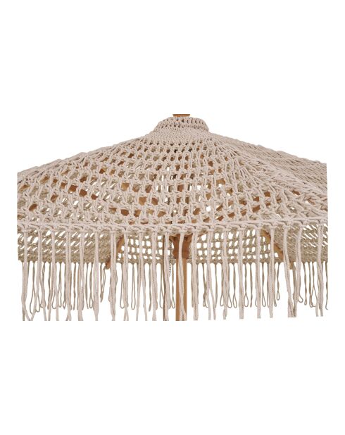 Paraguas de punto Martos en algodón con mango de madera beige - 250x250x255 cm