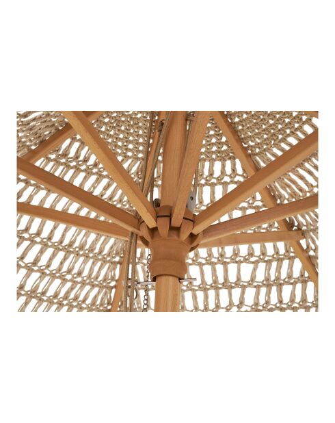 Paraguas de punto Martos en algodón con mango de madera beige - 250x250x255 cm