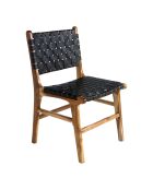 2 Perugia-Esszimmerstühle mit schwarzen Lederbeinen aus Teakholz - 53x51x87 cm