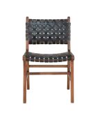 2 Perugia-Esszimmerstühle mit schwarzen Lederbeinen aus Teakholz - 53x51x87 cm