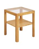 Lourmarin eikenfineer/eikenfineer/natuurlijk gehard glas bijzettafel - 40x40x45 cm