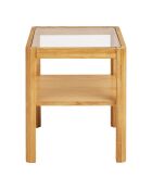 Lourmarin eikenfineer/eikenfineer/natuurlijk gehard glas bijzettafel - 40x40x45 cm
