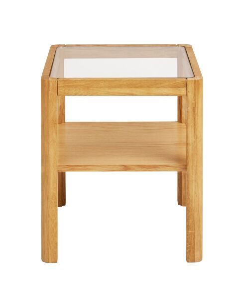 Beistelltisch aus Eichenfurnier Lourmarin/Eichenfurnier/Beistelltisch aus gehärtetem Naturglas — 40 x 40 x 45 cm