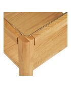 Lourmarin eikenfineer/eikenfineer/natuurlijk gehard glas bijzettafel - 40x40x45 cm