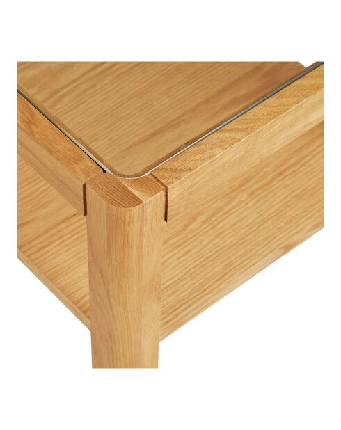 Beistelltisch aus Eichenfurnier Lourmarin/Eichenfurnier/Beistelltisch aus gehärtetem Naturglas — 40 x 40 x 45 cm